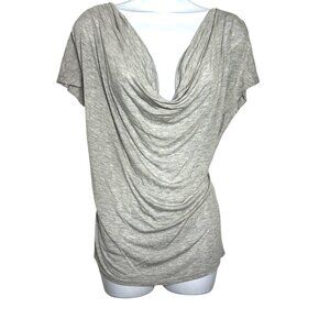 Haute Hippie Top size medium Gray Modal Drape Cowl Neck Short Sleeve Stretchy
